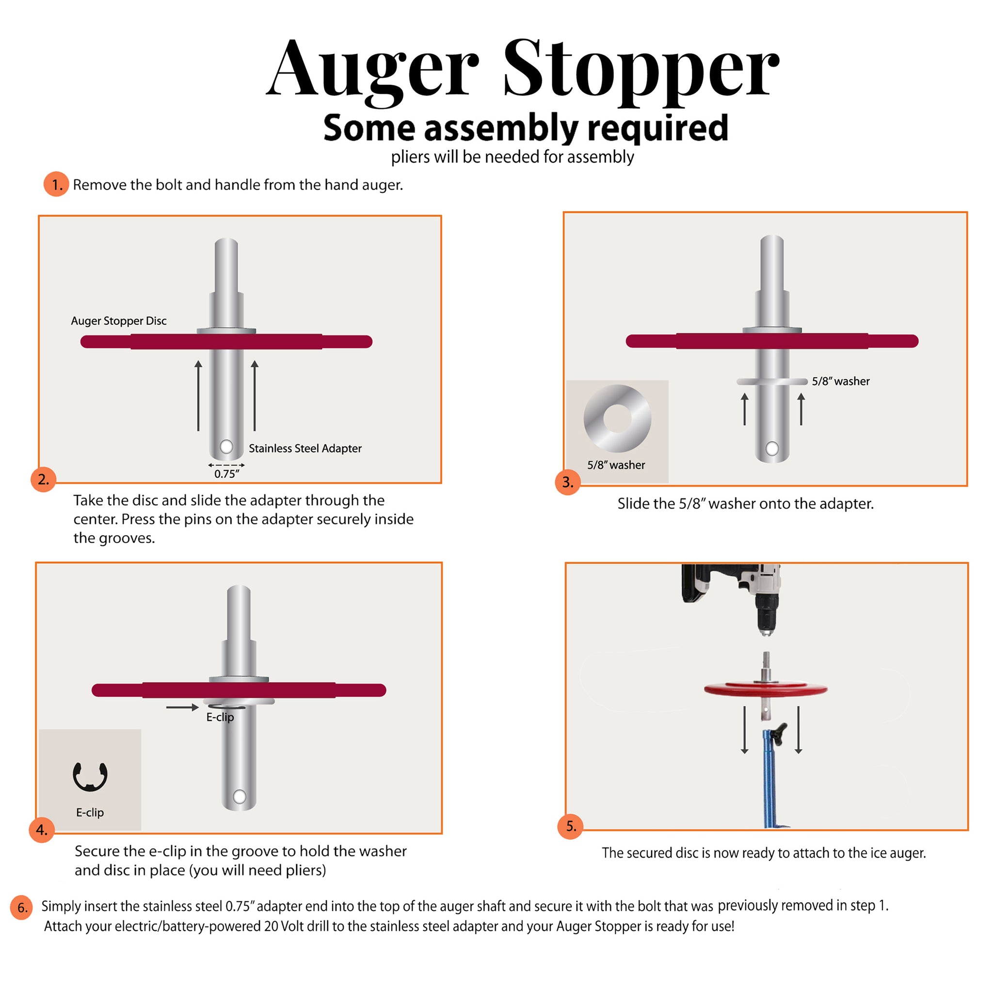Auger Stopper with Adapter | Ice Fishing Auger Stopper | Bullnose Products