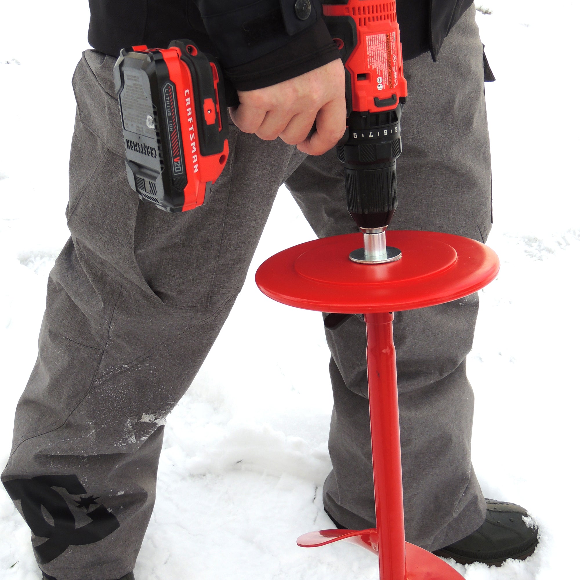 ice kicker 1 auger adapter w / handle for ice fishing hand powered ice  augers