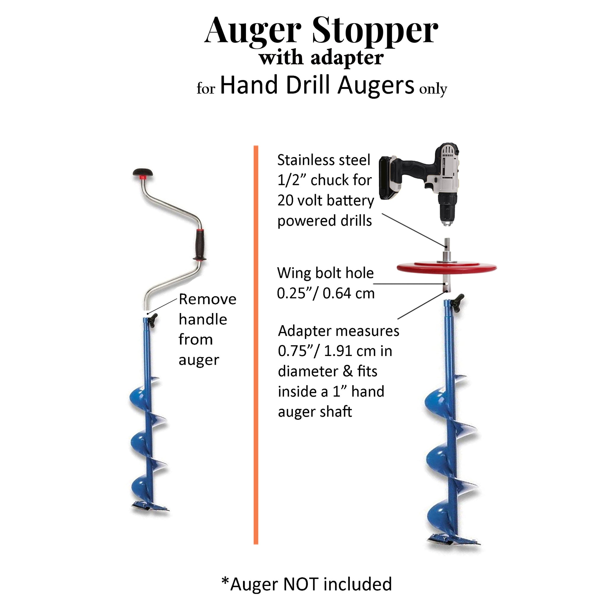 Auger Stopper with Adapter Ice Fishing Auger Stopper Bullnose